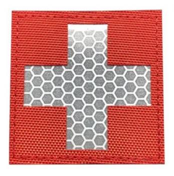 Reflex Patch Velcro Kreuz Rot Weiß